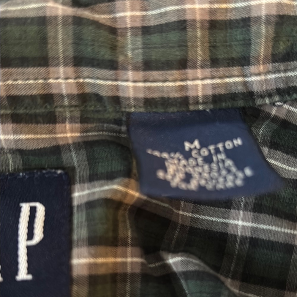 GAP Green and Navy Casual Button Down Shirt - Picture 4 of 5
